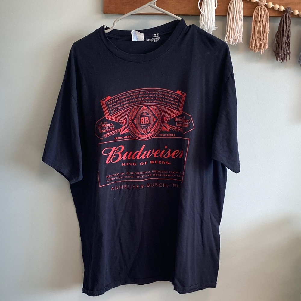 Budweiser Classic Black Tee with Red Logo